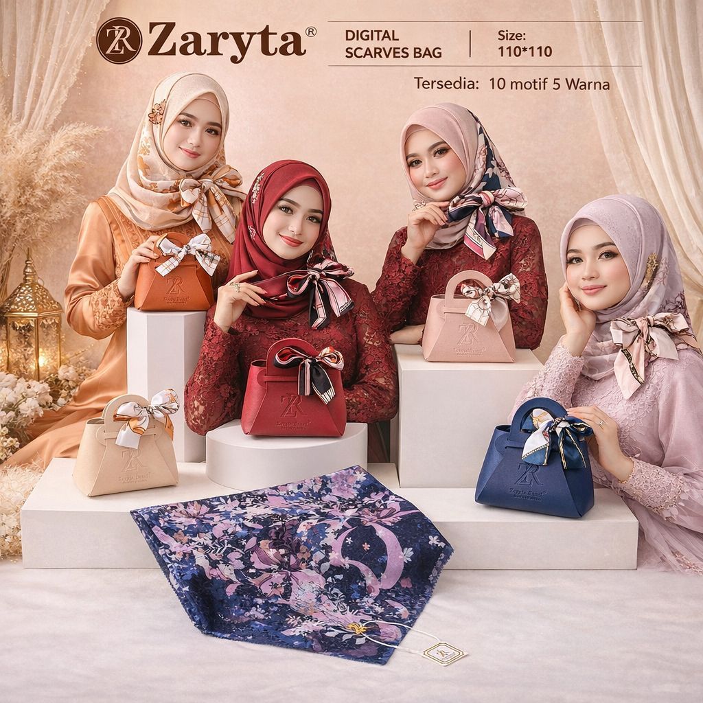 TERBARU   ZARYTA SCARF BAG ( METAL LOGO ZR SWAROVSKY )