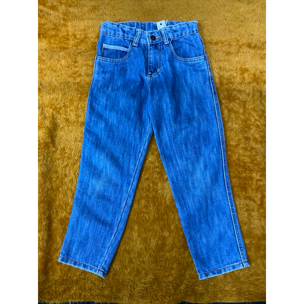 PL celana jeans popoye panjang anak cowok warna biru ukuran 7-8 thn LP 64 cm
