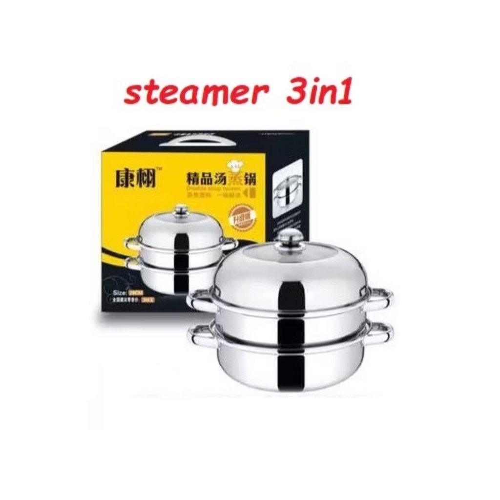Panci Steamer Susun 3 Tingkat Kukus Tim 28cm