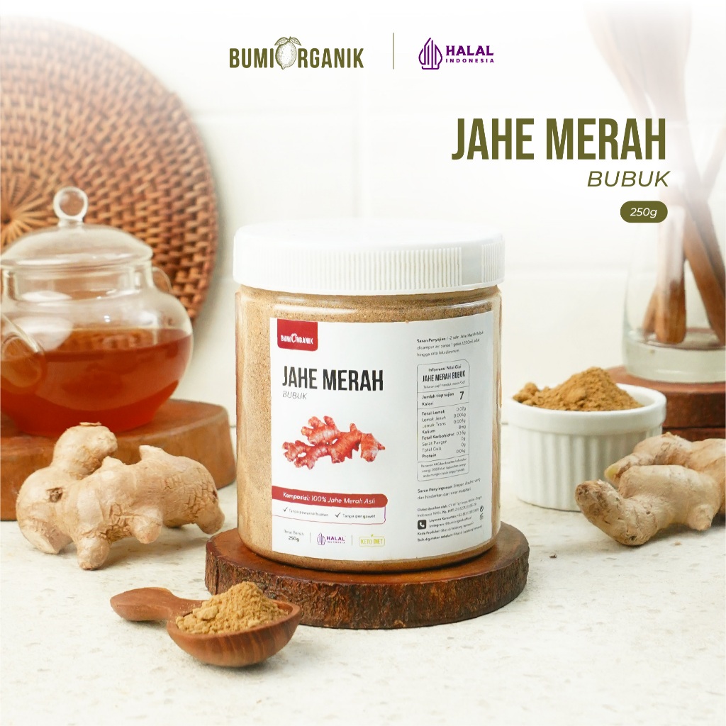 JAHE MERAH ASLI 100% & JAHE GULA AREN BUBUK - 250G & 350G BUMI ORGANIK/ JAHE MERAH BUBUK JAHE MERAH 