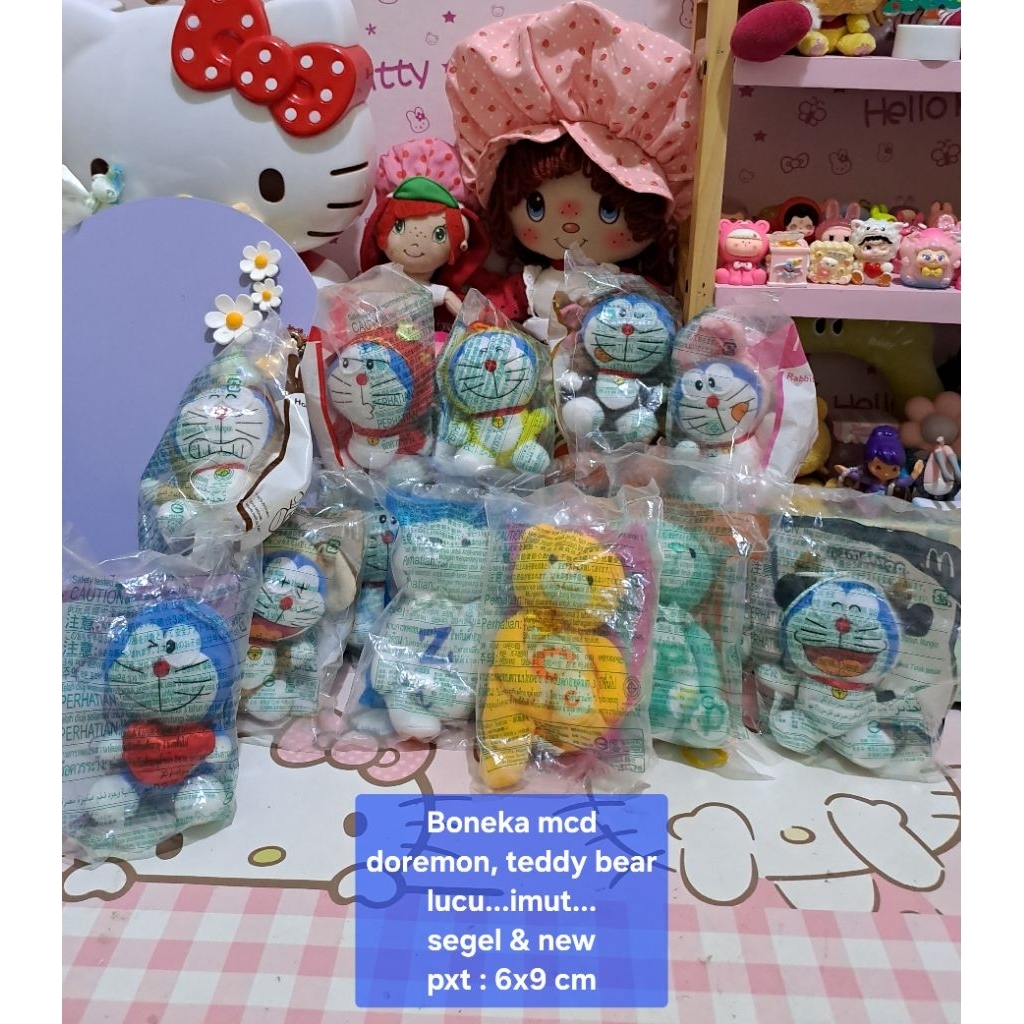 BONEKA MCD GANCI BAGCHARM DORAEMON TEDDY BEAR SERI HURUF DAN SHIO MCD NEW TAG