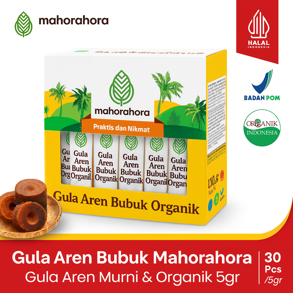 Mahorahora Gula Aren Bubuk 5gr 30 Sachet – Gula Aren Instan Organik [49251077051]