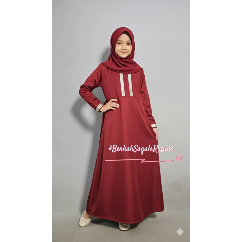 Berkah Dress muslim anak perempuan Gamis Muslimat  Putih Bordir Depan | Baju anak perempuan Panjang 
