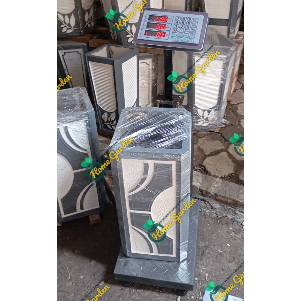 pot bunga & tanaman / pot murah / pot semen minimalis warna putih - abu