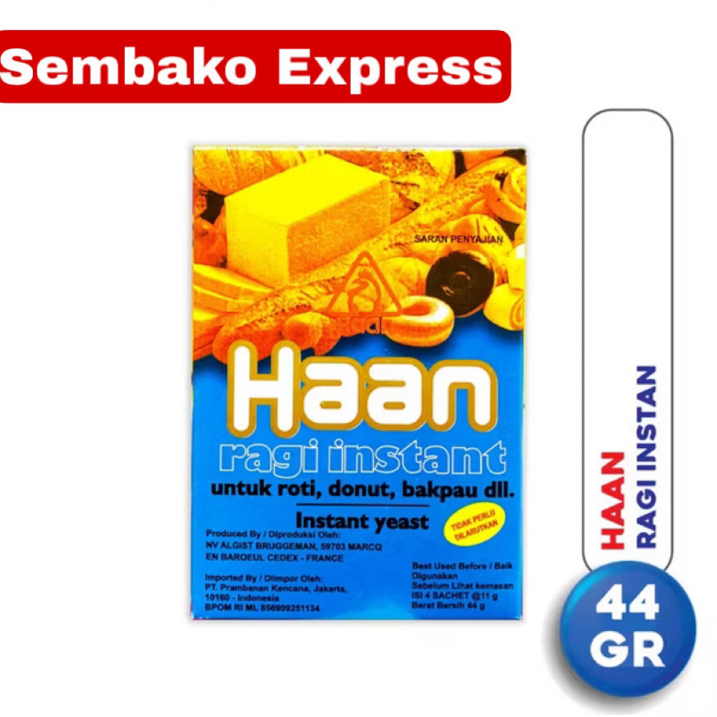 Haan Ragi Instan 44gr (4x11g) Original Ragi Roti Donat Bakpau Mengembang Sempurna