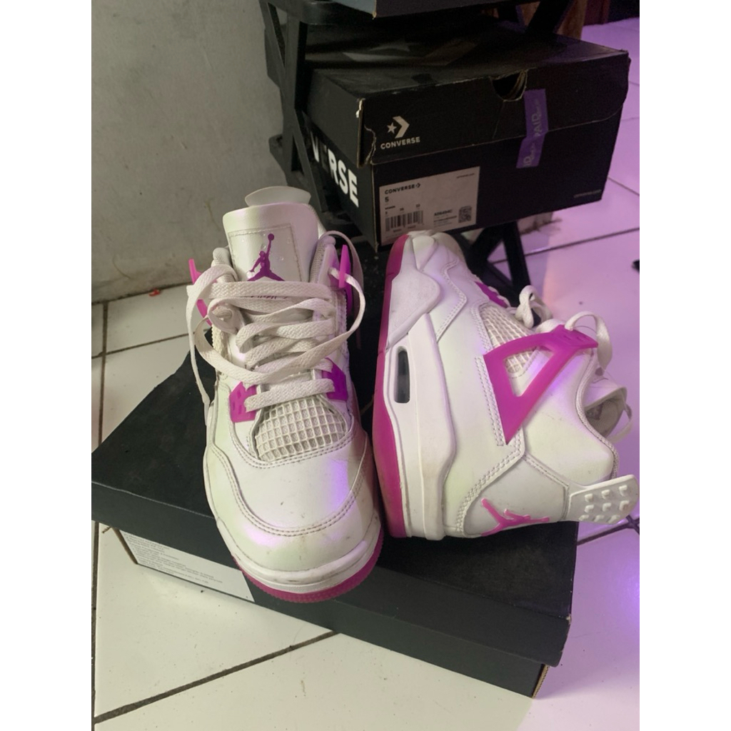 Sepatu Air Jordan 4 Retro Original Putih Hyper Violet [PL]