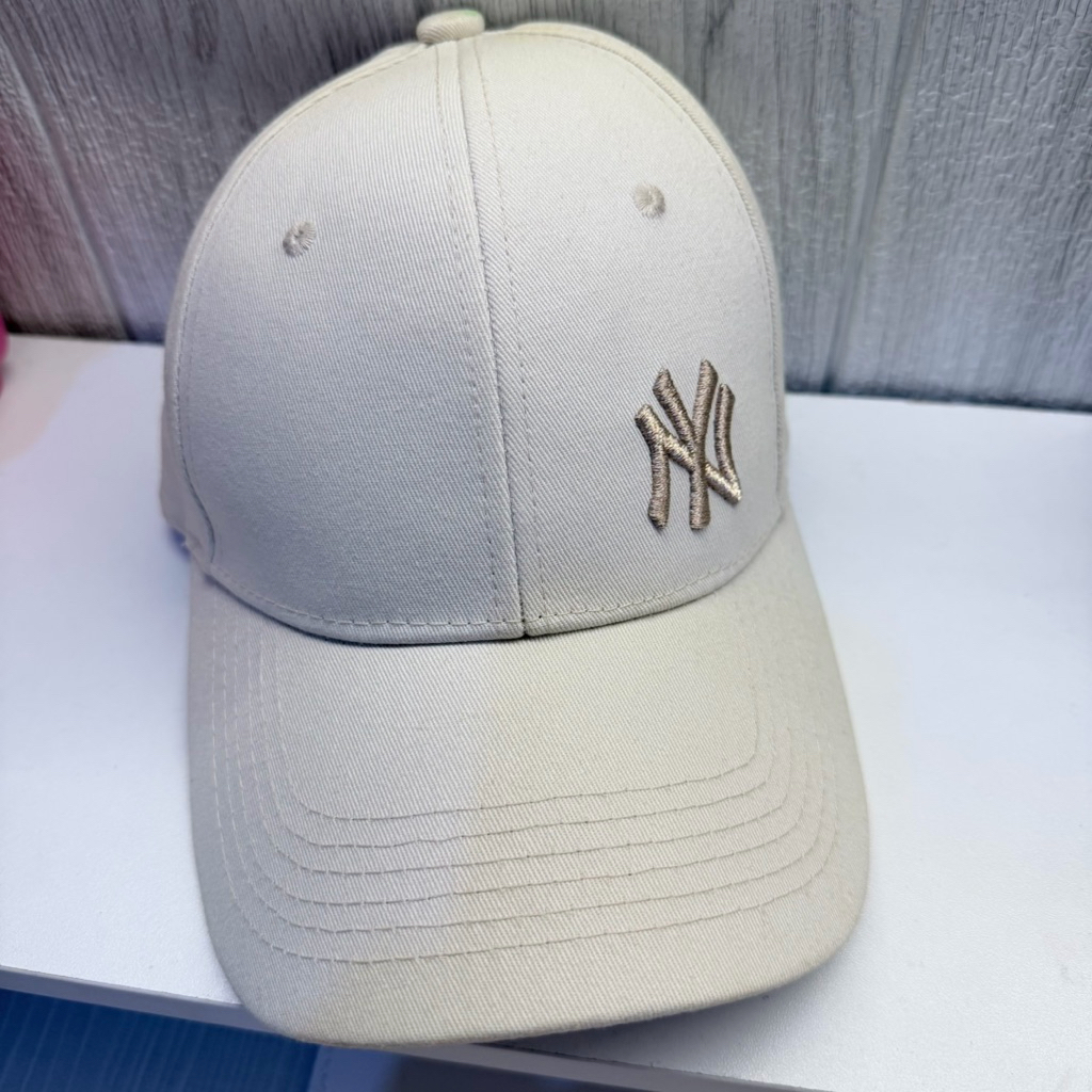 Topi Baseball Cap Hat NY MLB Classic Cream Khaki Beige Unisex Premium