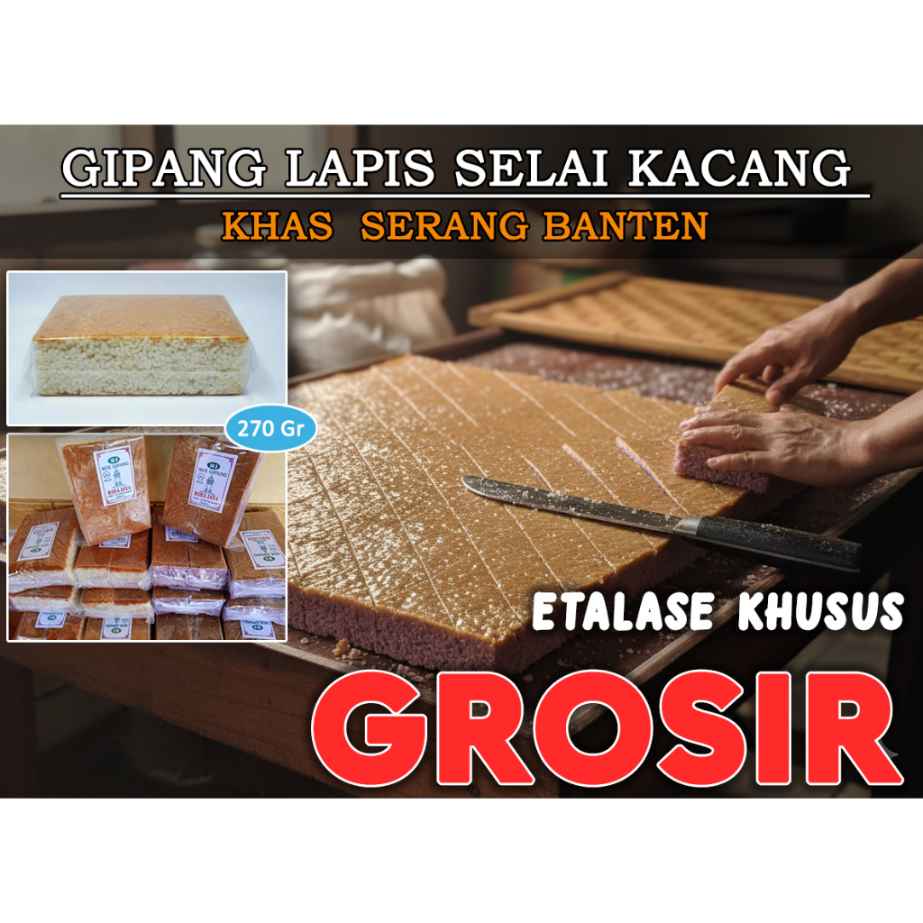 GROSIR Kue GIPANG lapis selai kacang khas Serang Banten I Berat 300 Gr I SNACK Tradisional Home Made