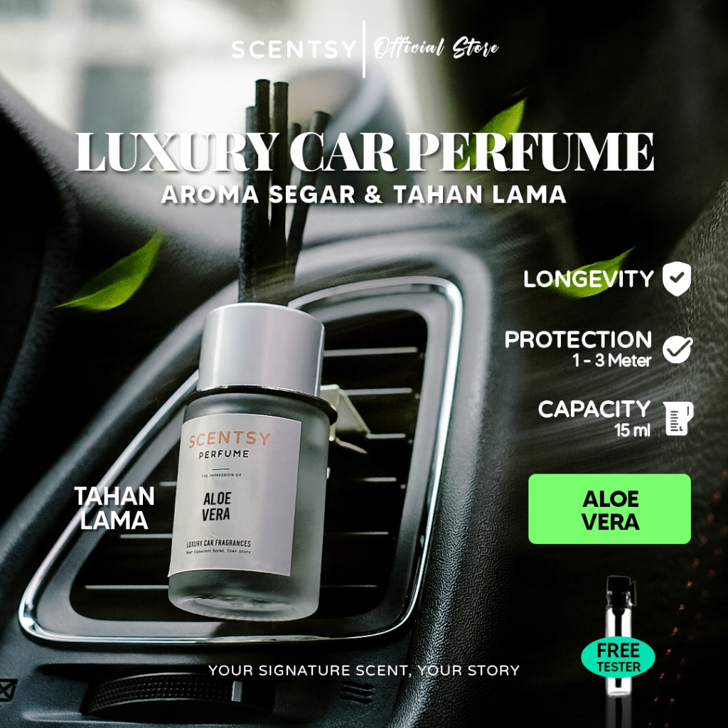 SCENTSY Parfum Mobil Capit AC 15 ml Car Freshener ALOEVERA Diffuser Aromaterapi Vent Clip Pengharum 