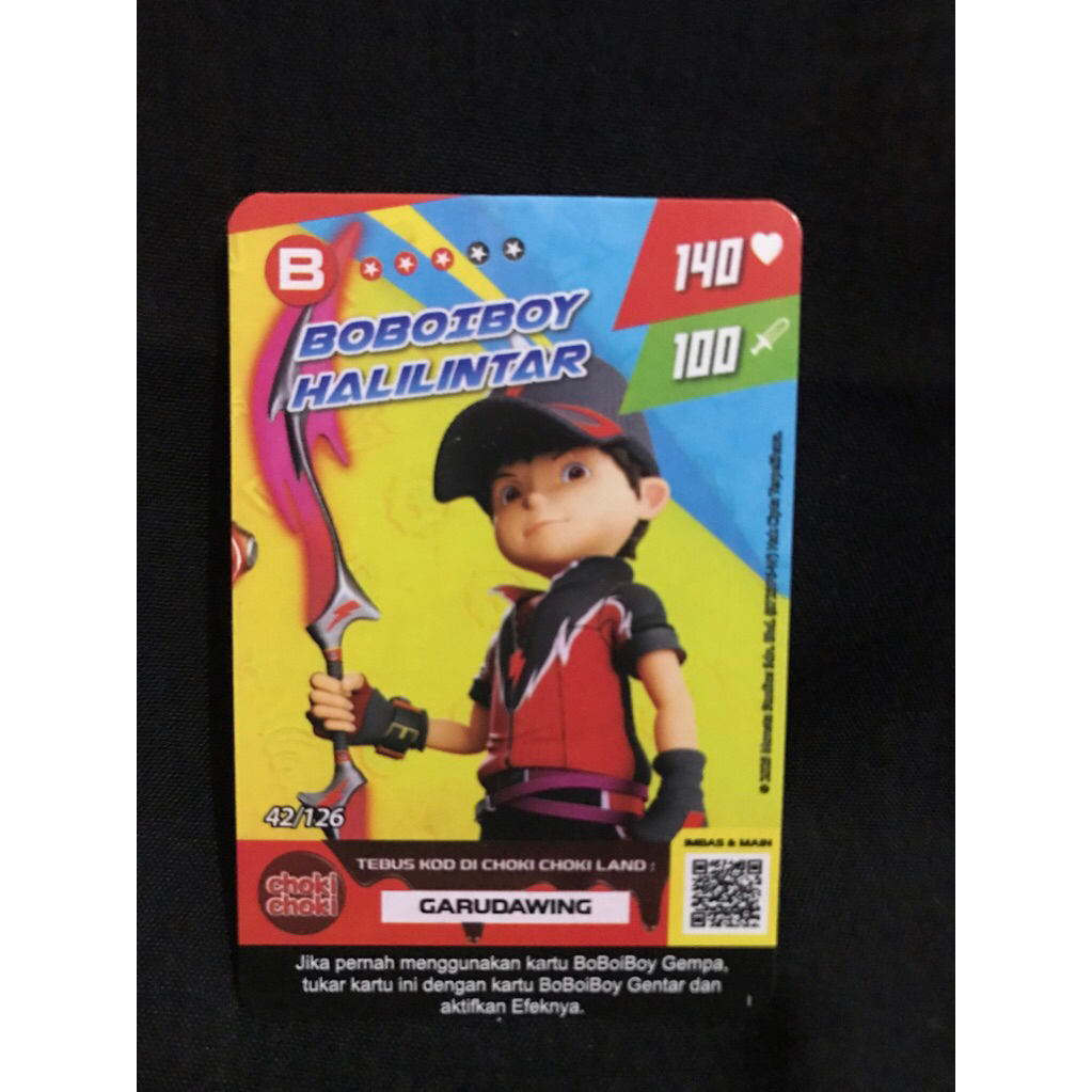 1(satu)pcs Kartu BOBOIBOY HALILINTAR 42/126 Kartu Boboiboy Choki-Choki