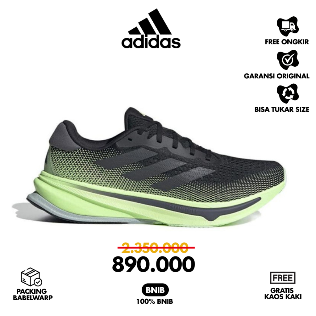 ADIDAS SUPERNOVA MEN'S RUNNING SHOES - BLACK GREEN