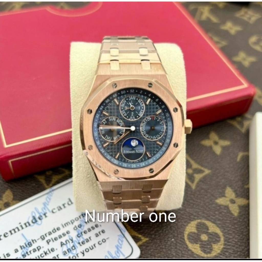 No1 Watch AP Perpetual Calender Rose Gold Blue Dial Swiss