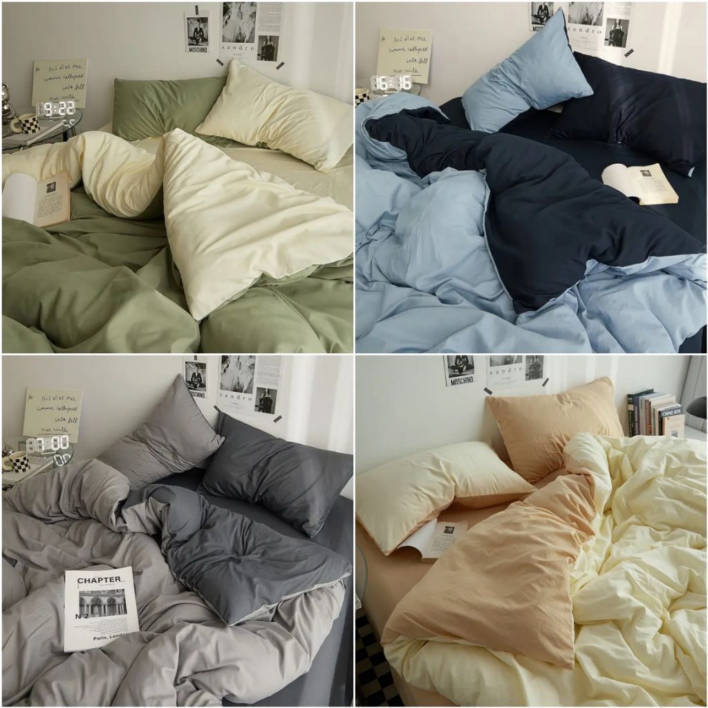 Bedcover only selimut saja polos bahan katun lembut