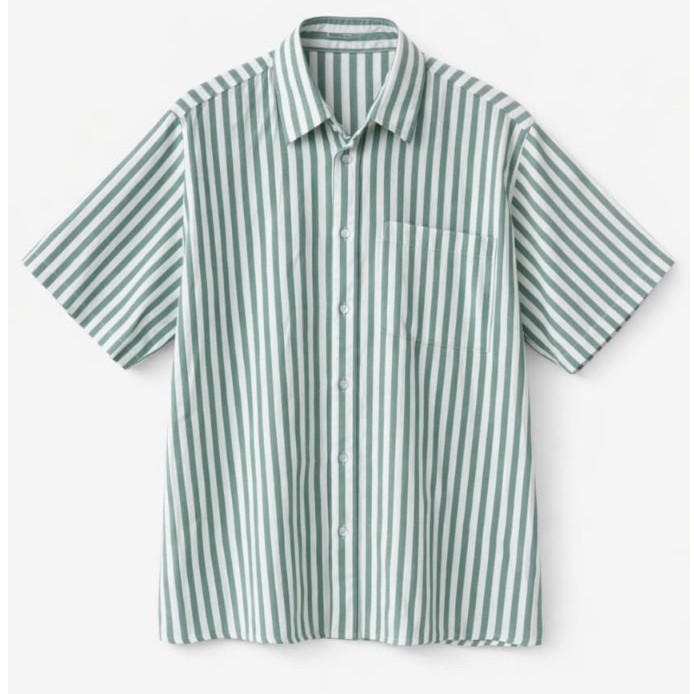 Zeydan - Kemeja Salur Pria Wanita Lengan Pendek V neck Garis