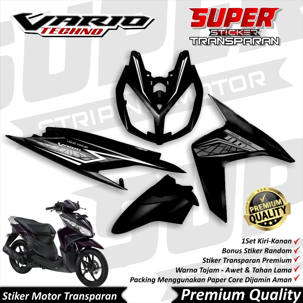 Stiker Transparan Vario 110 Techno karbu Anti Luntur keren Striping Vario Techno Striping Honda Vari