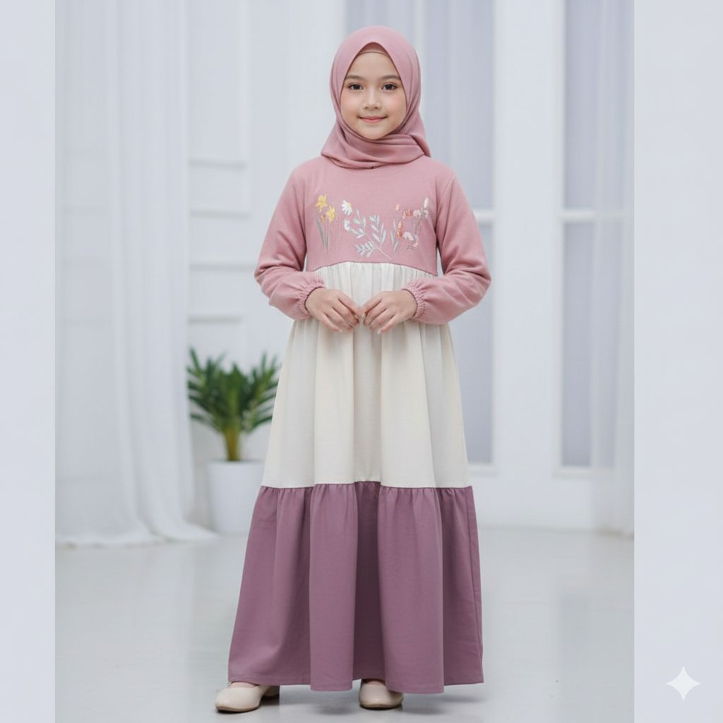 KOREAN STYLE Gamis Daily Anak Perempuan/ Gamis Anak Remaja 11-15 tahun/ Gamis Daily