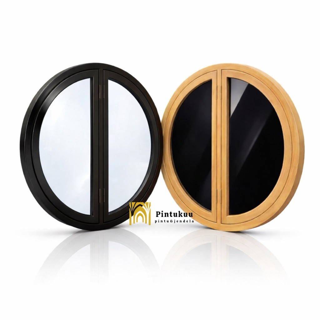 Kusen Jendela Kayu Jati - Jendela Bulat Kayu Jati - jendela bulat - JBP1