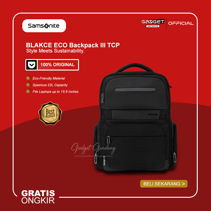 Samsonite BLAKCE ECO Backpack III TCP 15.6" Laptop 22L Capacity Business Casual Bag