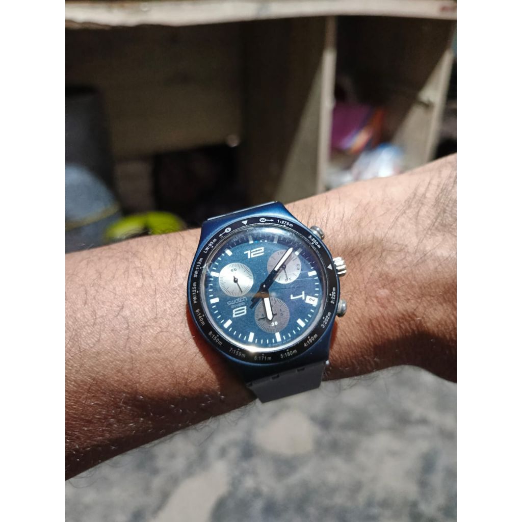 jp484 Jam tangan SWATCH IRONY Chronograph Alumunium casing