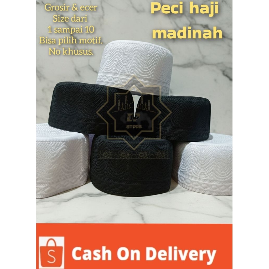 ( GROSIR ) 20 PCS/1KODI/PECI HAJI MADINAH/PECI PUTIH/HITAM/KOPIYAH HAJI Anak & Dewasa