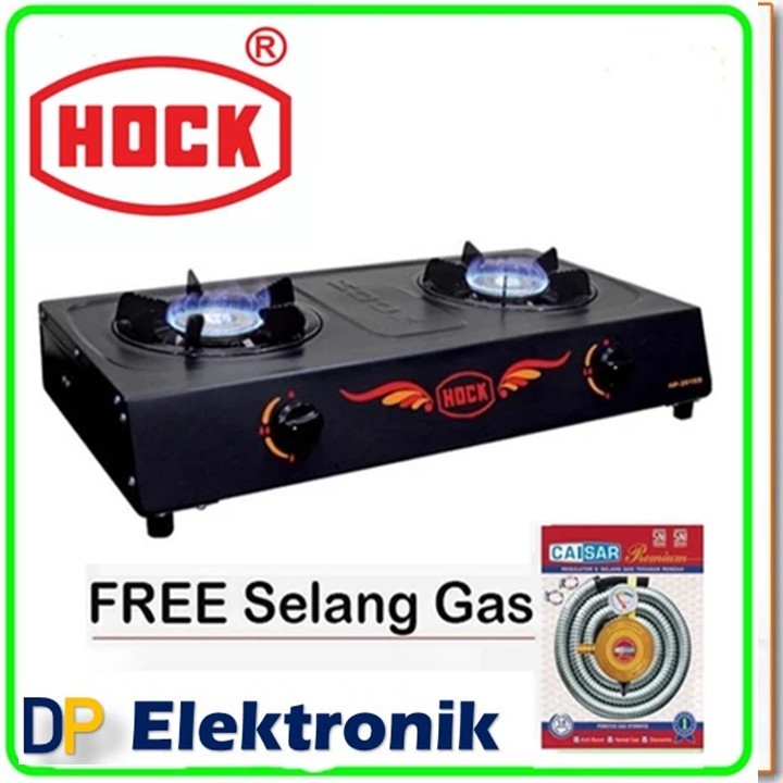 KOMPOR GAS 2 TUNGKU HOCK Hp-201ed Kompor Gas 2 Tungku Elegant Deluxe - Teflon