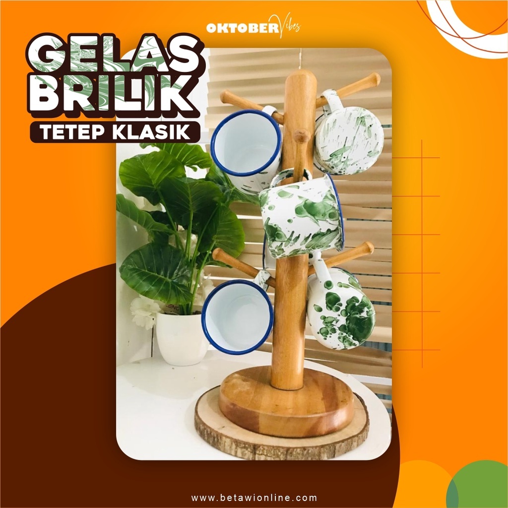 Cangkir Jadul Blirik 7cm / Mug Enamel 7cm Motif Blirik ( Loreng )