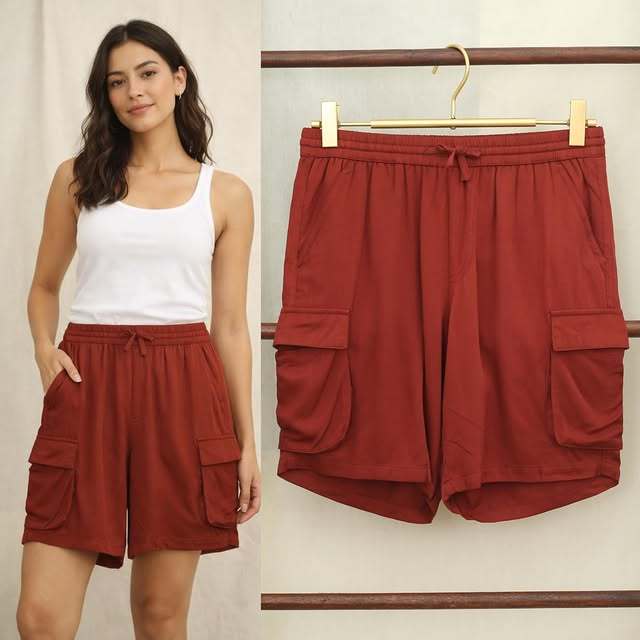Celana Pendek Wanita Rayon Cargo Short Pants RF014 J48