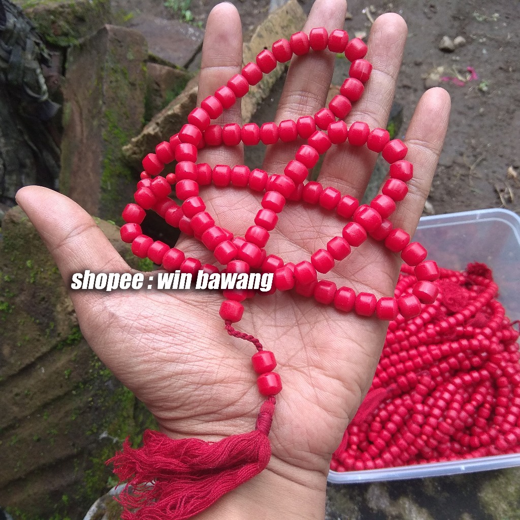 Tasbih Batu Marjan Zahrab Asli Timur Tengah 99 Butir Laut Merah
