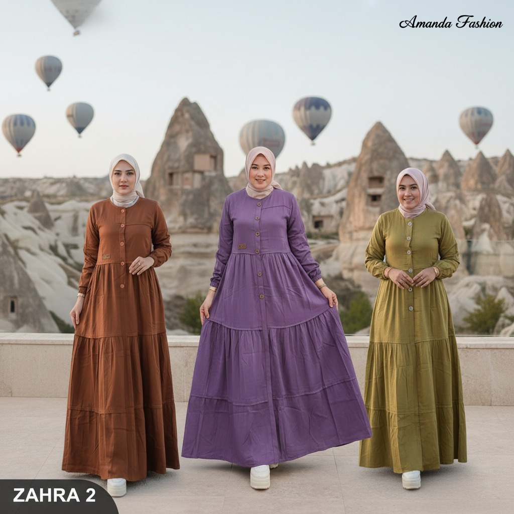 Gamis Amanda Zahra (Free  Pouch & Goodie Bag) Polos Rayon Twill Premium Canda Susun