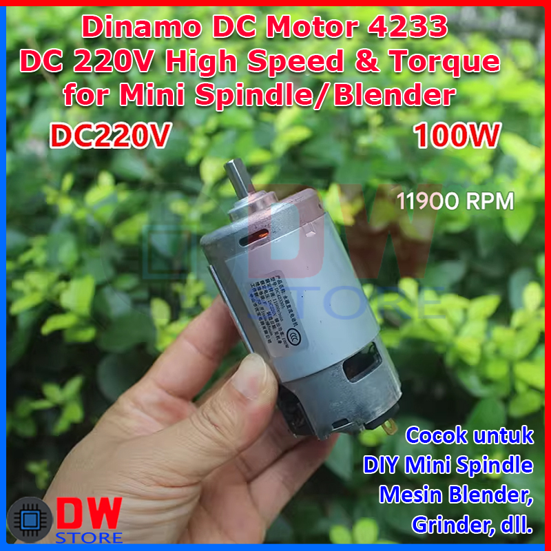 Dinamo DC Motor DC 220V DIY Mini Mesin Spindle Grinder Drill Bor Blender Mixer harus pakai Diode Bri