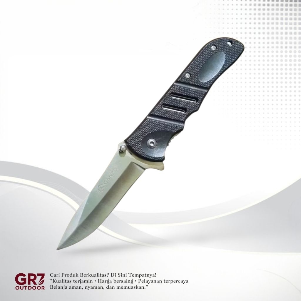 Pisau Survival Lipat Outdoor Ganzo Stainless 440 Solid Steel Ergonomis