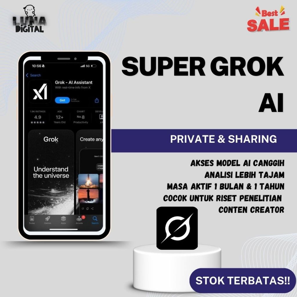 SUPER GROK AI TERBARU  PRIVATE & SHARING 1 MONTH BERGARANSI