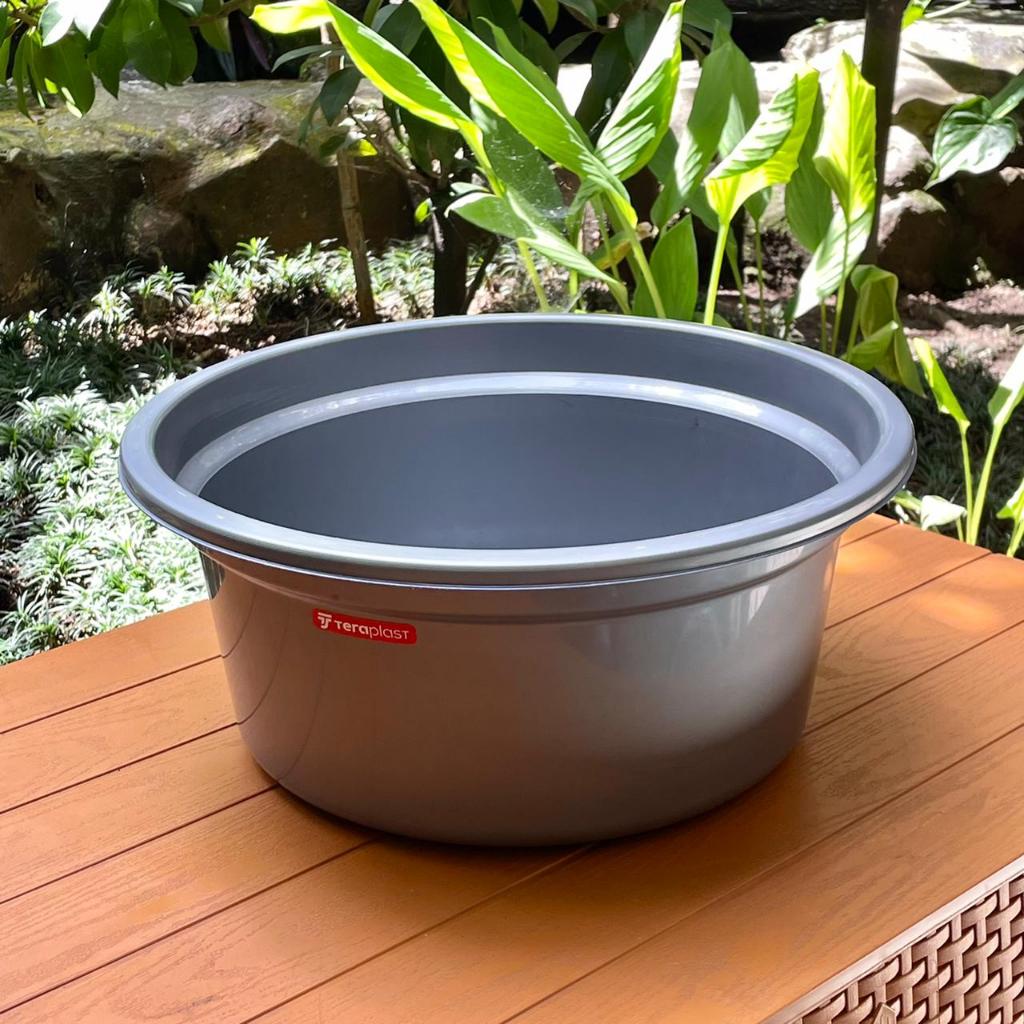 Bak Air Bulat Silver 20 Tera Plast / Baskom Bulat Plastik Kamar Mandi Cuci Baju
