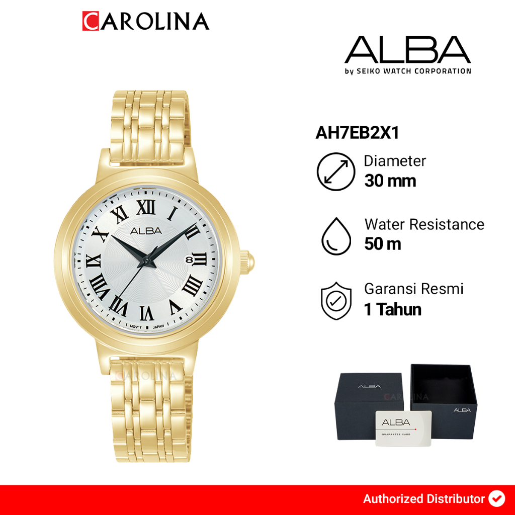 Jam Tangan Wanita Alba AH7EB2X1 Silver Dial Gold Stainless Steel Strap