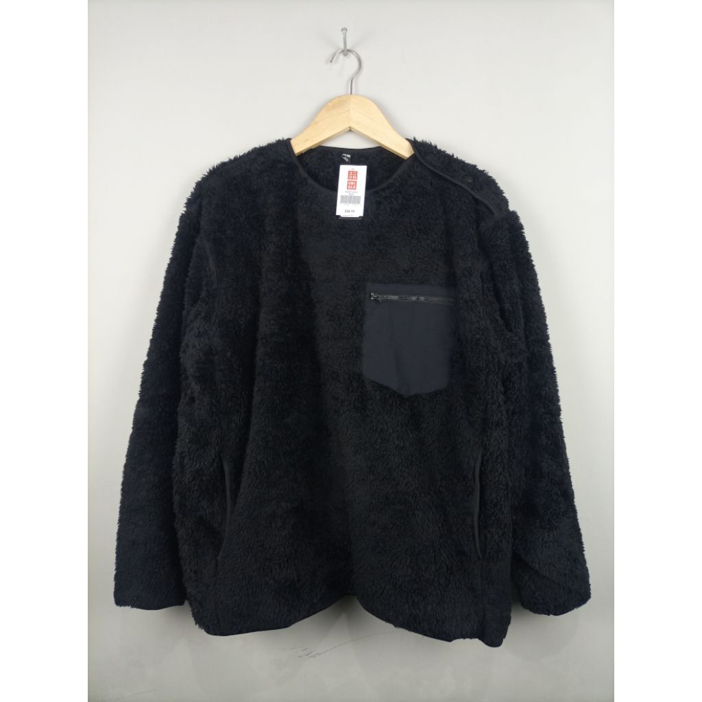Jaket Uniqlo Sherpa Original_Hitam_Black Label_Like New_Size Masuk XL