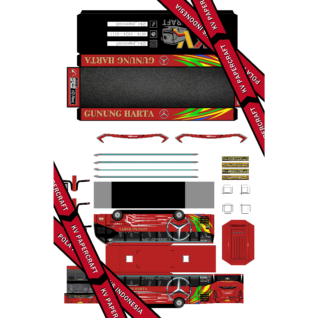 LEMBARAN Papercraft Bus Gunung Harta
