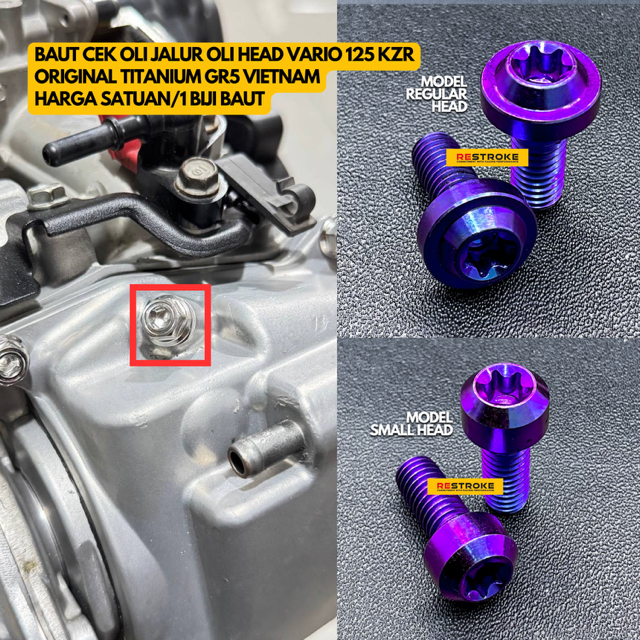 BAUT CEK OLI JALUR OLI HEAD VARIO 125 KZR TITANIUM GR5 ORIGINAL TITANIUM VIETNAM