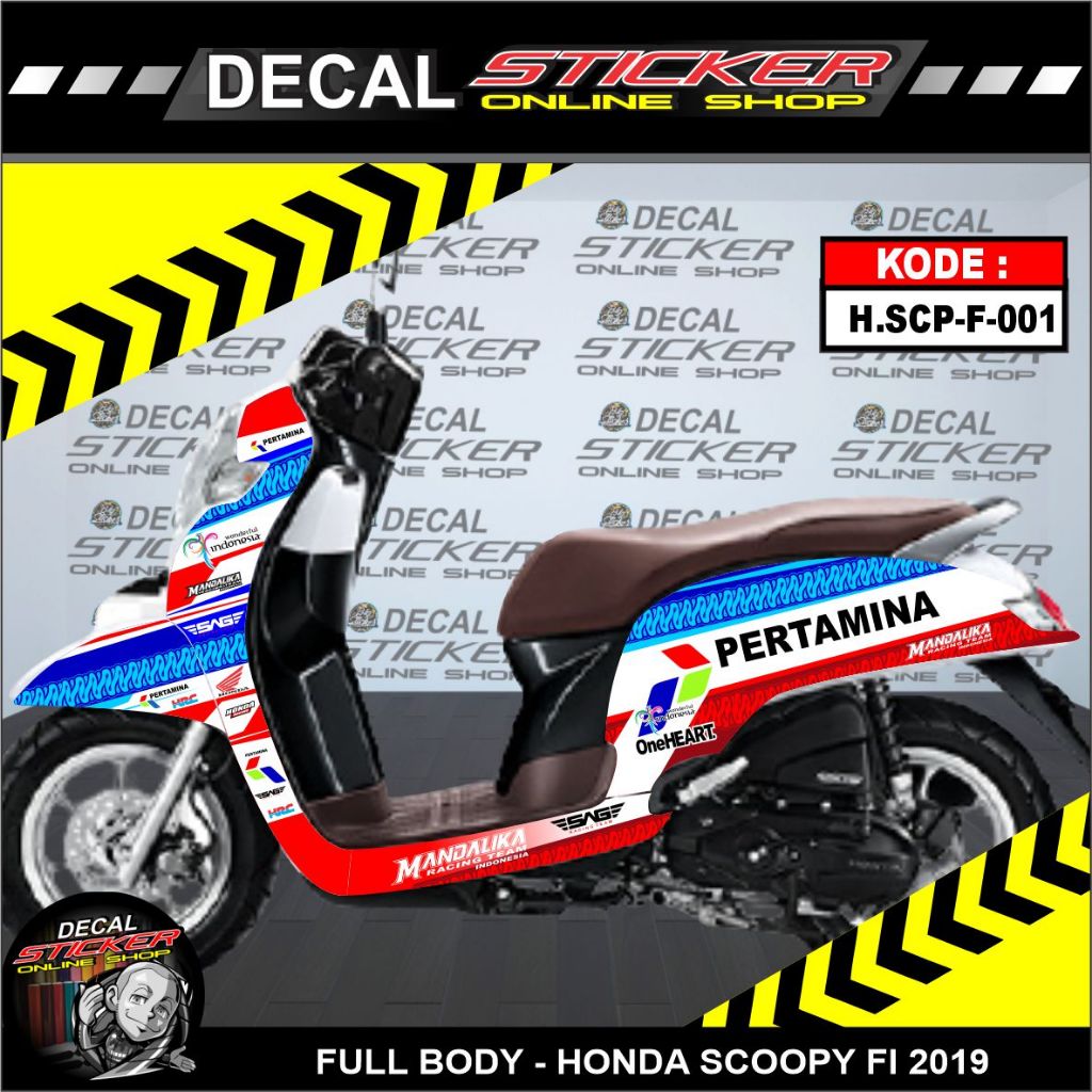 STIKER MOTOR SCOOPY FI 2019 MOTIF MANDALIKA STICKER RACING KARAKTER KARTUN FULL BODY HONDA