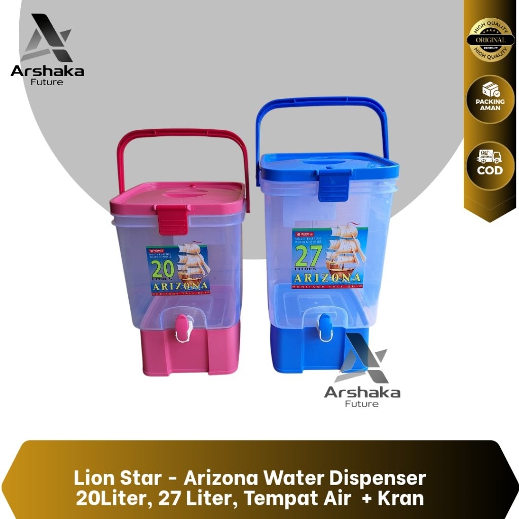 Lion Star - Arizona Water Dispenser 20 Liter, 27 Liter, Tempat Air + Kran, Tempat Jualan Es