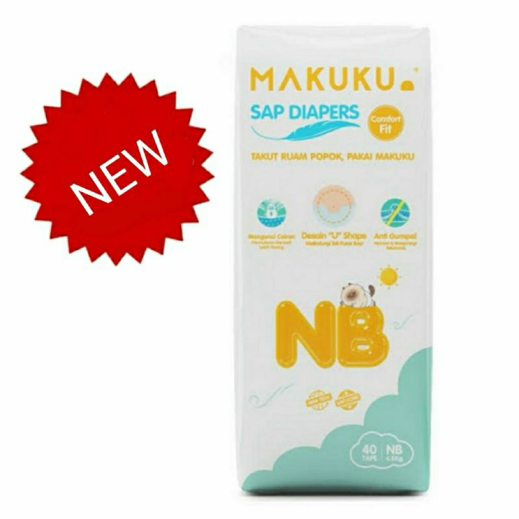 MAKUKU SAP Diapers  Comfort Fit Tape NB40 Popok Bayi Anti Gumpal Extra Dry