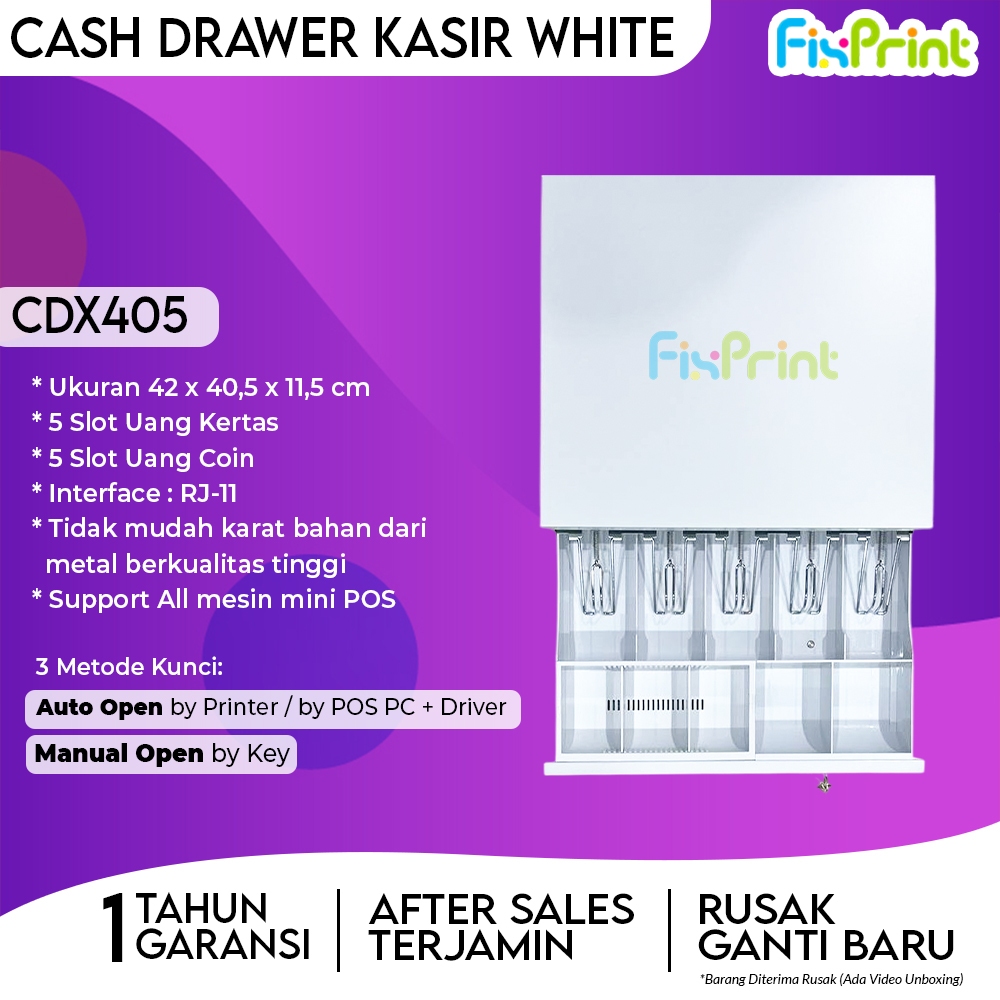 FixPrint Laci Penyimpanan CD-X405 / CD-X335 / CD-408 / CD-UL400 cd339 Uang Kertas & Koin Cash Drawer