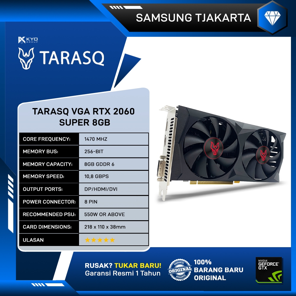 VGA TARASQ RTX 2060 SUPER 8GB GDDR6 256bit | VGA Card | Graphic Card | VGA Gaming | GARANSI RESMI