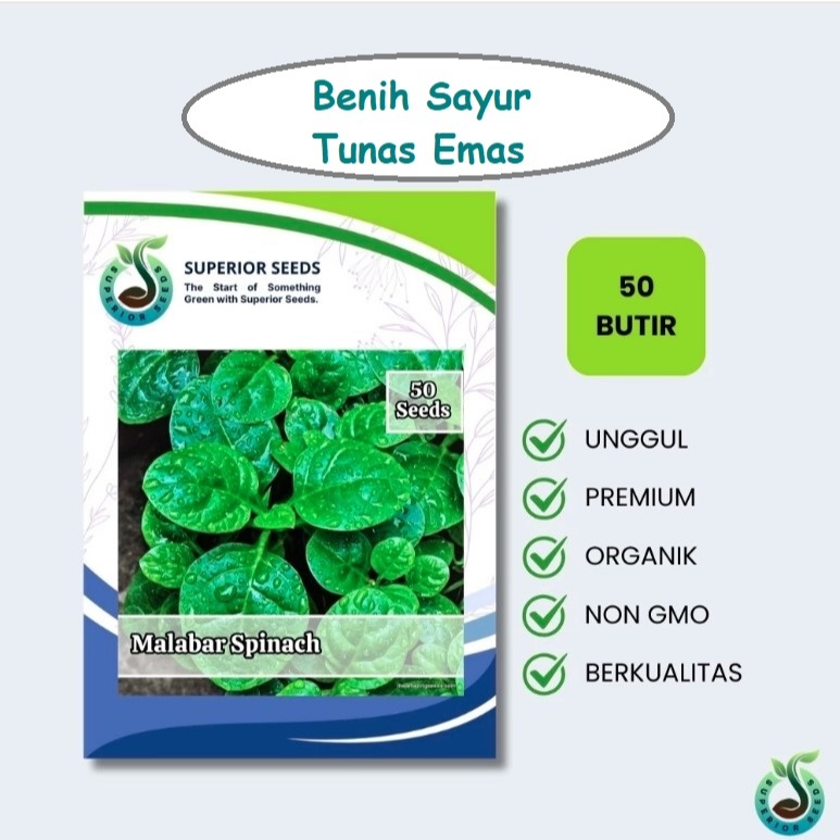 Bibitmu - 1 Pack Isi 50 Benih Sayur Tunas Emas Bayam Aneka Benih Bibit Biji Unggulan Sayur dan Buah 