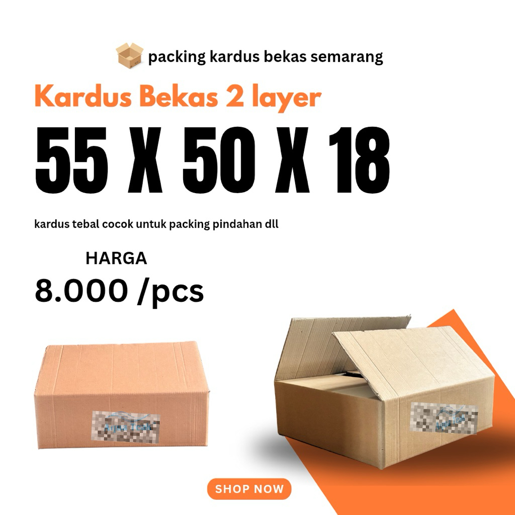 kardus bekas tebal 2 layer ukuran tertera difoto