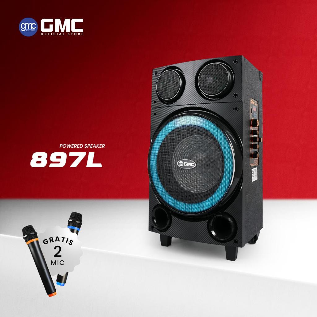 Gmc 897L Speaker Portable Bluetooth Karaoke Extra Power 10 inchi 2 mic