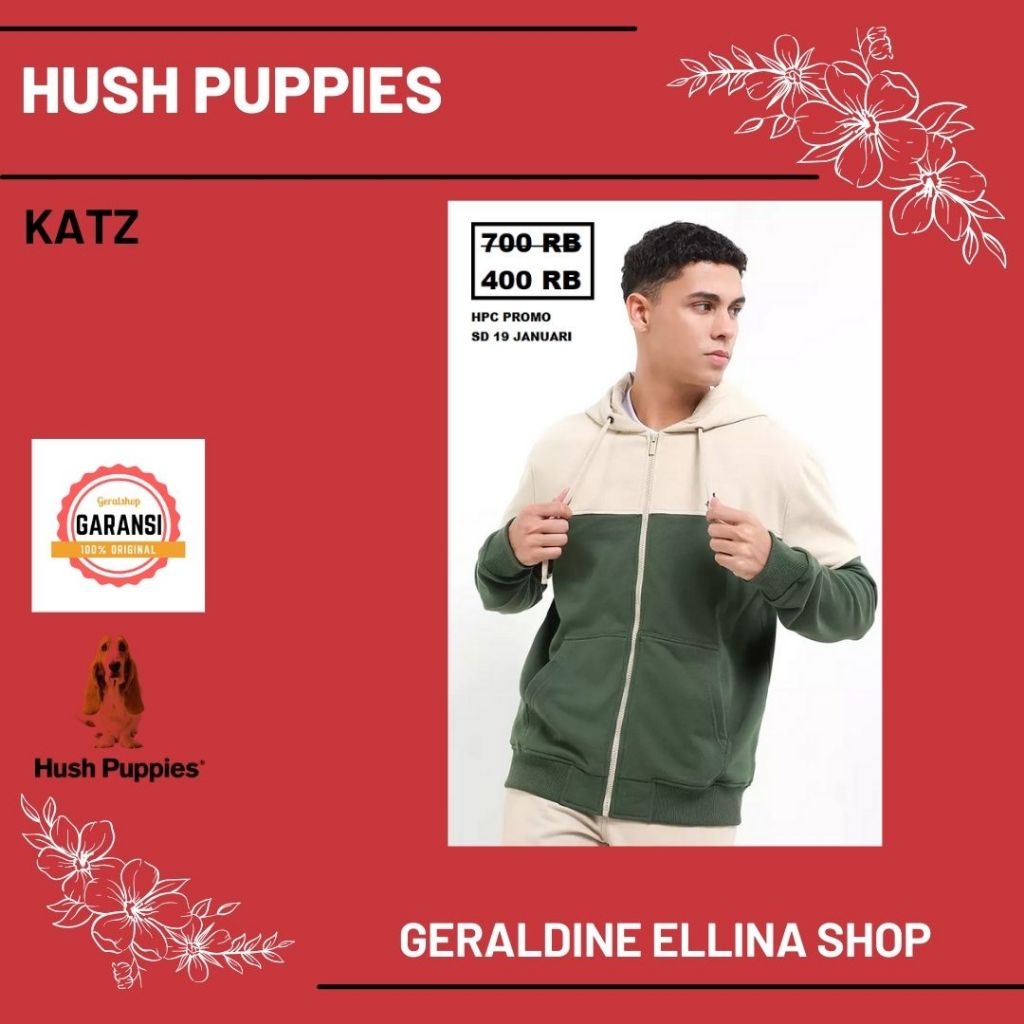 Baju pria sweater hoodie Hush Puppies 100% original seri KATZ