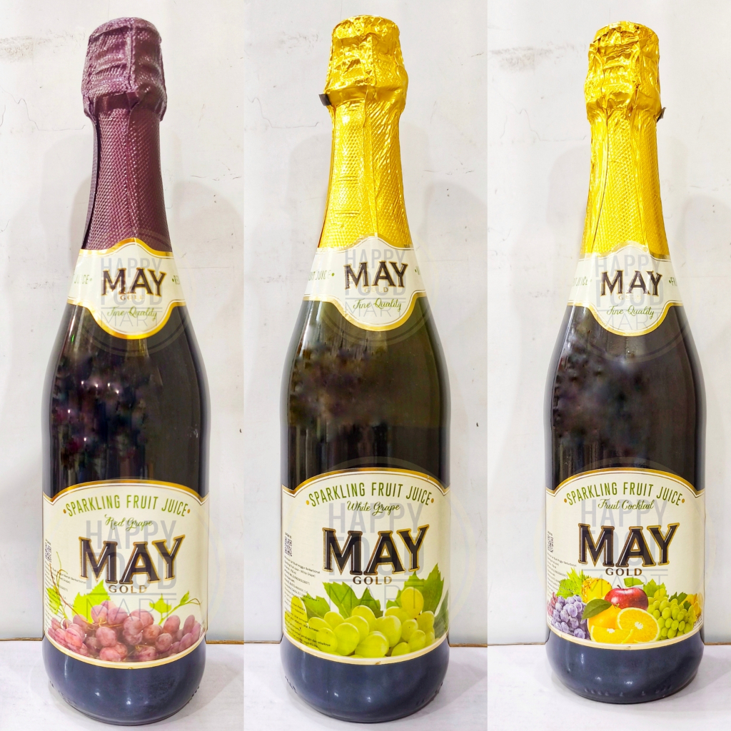 [BPOM] MAY GOLD SPARKLING FRUIT JUICE 750 ML/RED GRAPE SANG JIT/WHITE GRAPE SANGJIT/FRUIT COCKTAIL/M