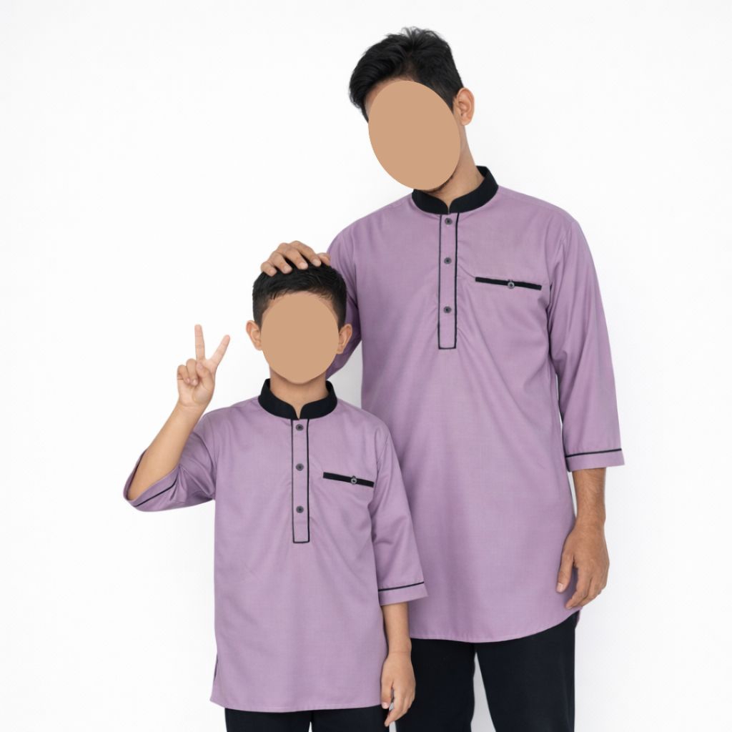 KOKO KURTA ASHSHIDDIQ Lengan 3/4 Baju Koko Kurta Couple Ayah dan Anak laki-laki Pria Dewasa bayi Ana