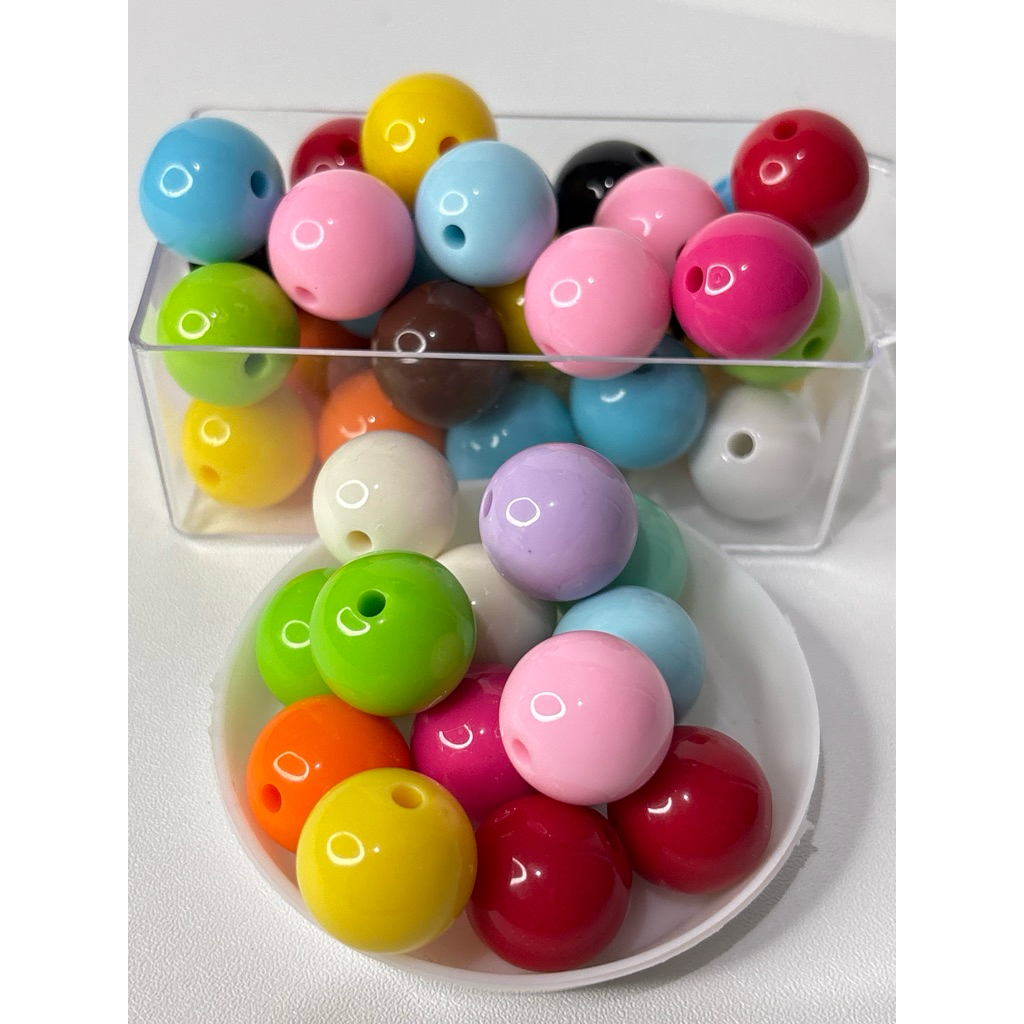 12pcs Manik 16mm & 14mm bulat solid / bahan beads painting