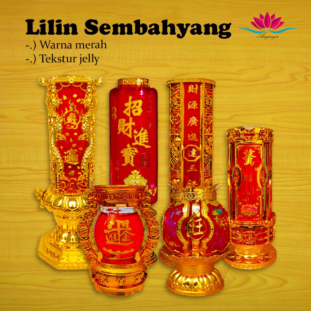 Lilin Jelly Sembahyang Motif / Lilin Jelly Merah Gelas Sembahyang Imlek